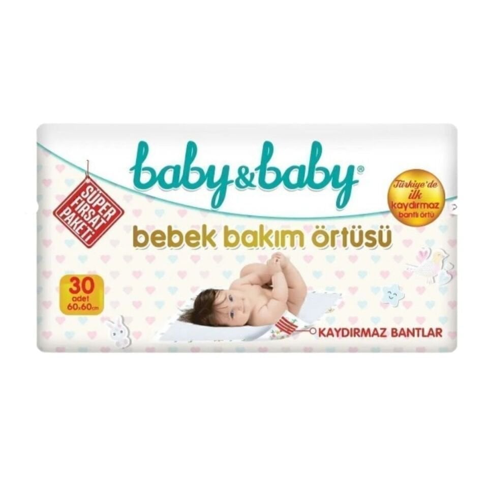 Baby&baby Kaydırmaz Bantlı Bakım Örtüsü 60x60 30 Adet