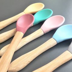 Oioi Bambu Saplı Silikon Mama Kaşığı 2li - Yeşil  Gri