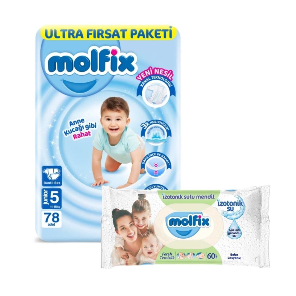 Molfix 5 Ultra Fırsat Paketi 78'li ve Ferah Temizlik Islak Mendil