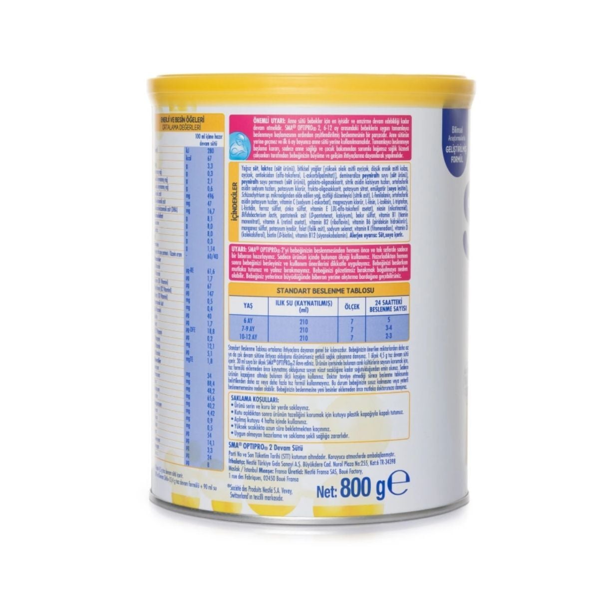 Sma 2 Numara Optipro Mama Devam Sütü 800 gr 2 Adet