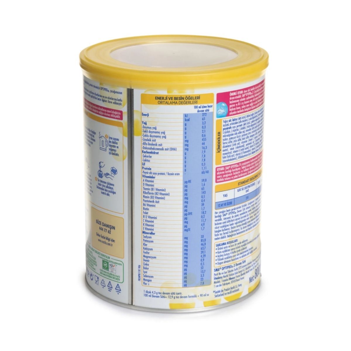 Sma 3 Numara Optipro Mama Devam Sütü 800 gr 3 Adet