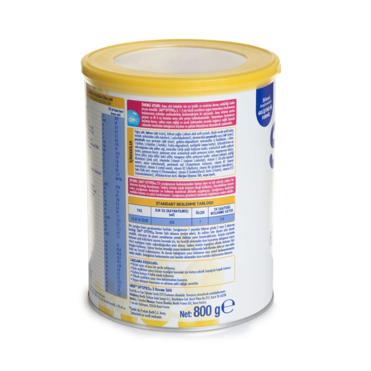 Sma 3 Numara Optipro Mama Devam Sütü 800 gr 3 Adet