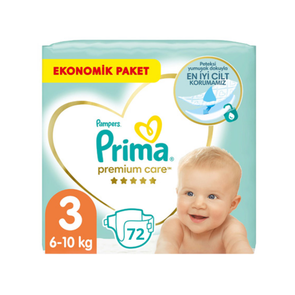 Prima Premium Care Cırtlı Bebek Bezi 3 Numara 72'li