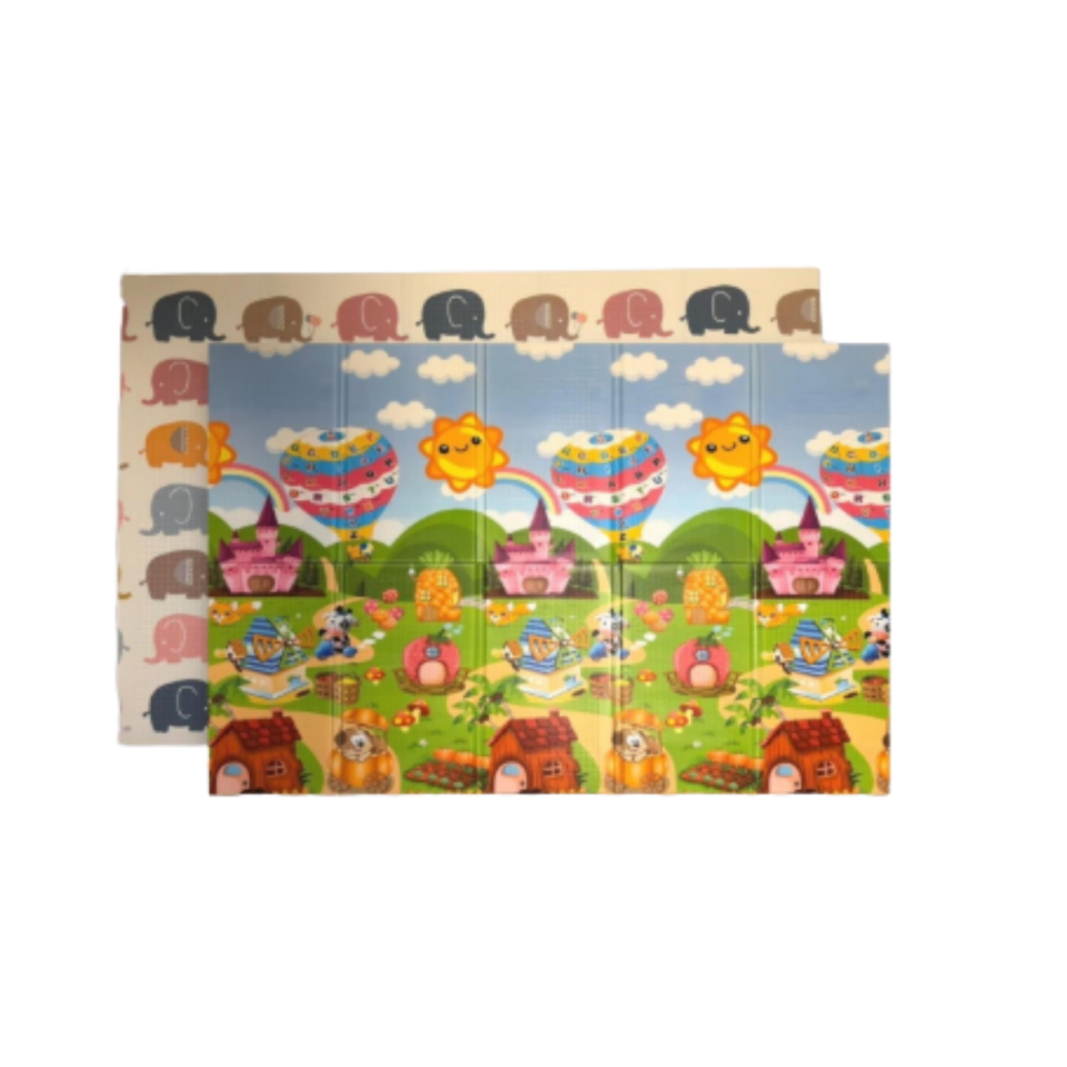 WellGro Küçük Rulo Oyun Matı Baloncu Fil Ailesi 140x100