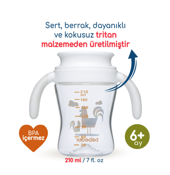 BEBEDOR 360 DERECE TRİTAN BARDAK 210 ML KOD:7507 6+ AY