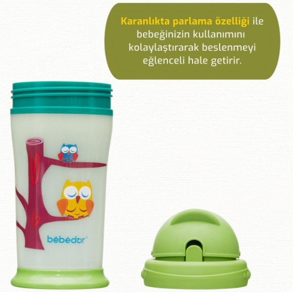 BEBEDOR KARANLIKTA PARLAYAN ALIŞTIRMA BARDAĞI 240 ML KOD:7510 12+ AY