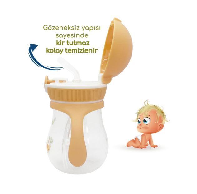 BEBEDOR BAS AÇ KAPAKLI ALIŞTIRMA BARDAĞI 260 ML KOD:7504 12+ AY