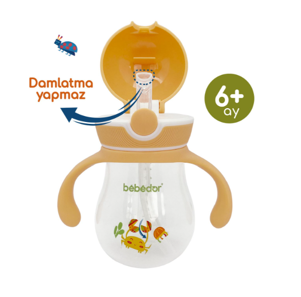 BEBEDOR BAS AÇ KAPAKLI ALIŞTIRMA BARDAĞI 260 ML KOD:7504 12+ AY