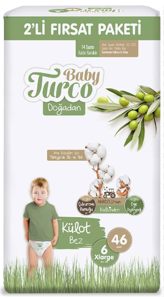 Babyturco Doğadan 2'li Fırsat Paketi Külot Bez 6 (XL) Beden-46 Adet
