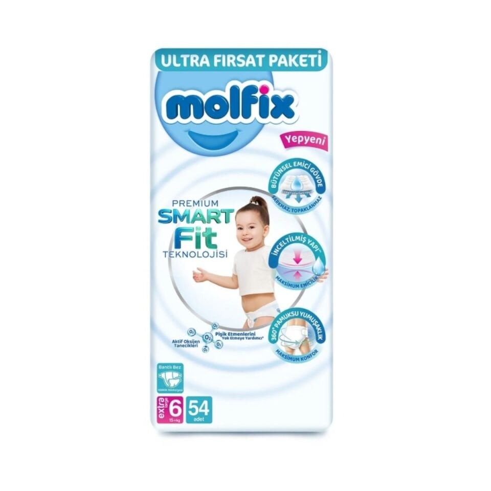 Molfix 6 Premium Ultra Fırsat Cırtlı Bebek Bezi 54 Adet