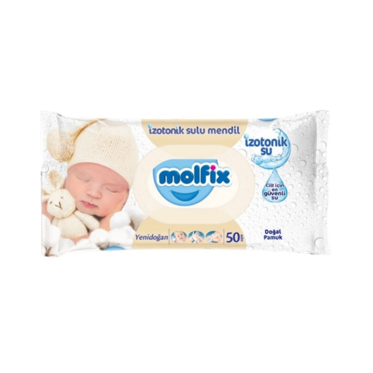 Molfix Yenidoğan İzotonik Sulu Islak Mendil 50'li (krem)