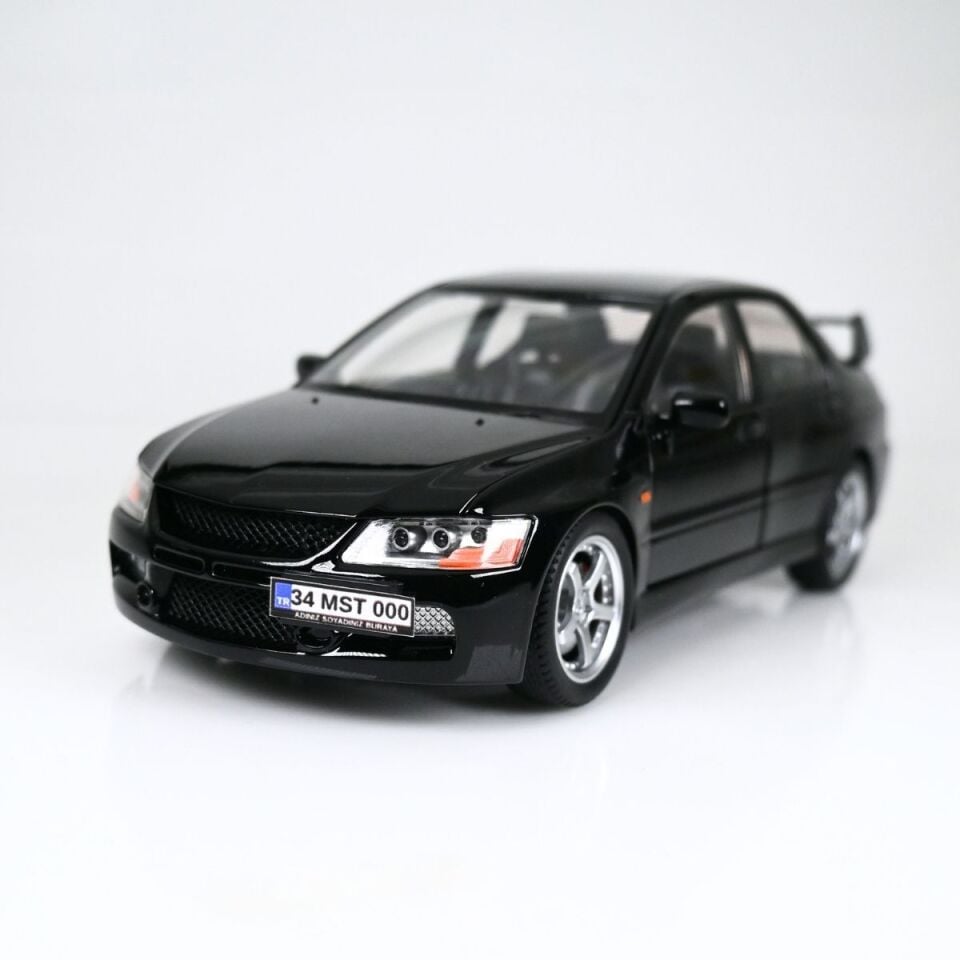 Mitsubishi Lancer Evolution IX 1:24 Model Araba Siyah - Kişiye Özel Plakalı