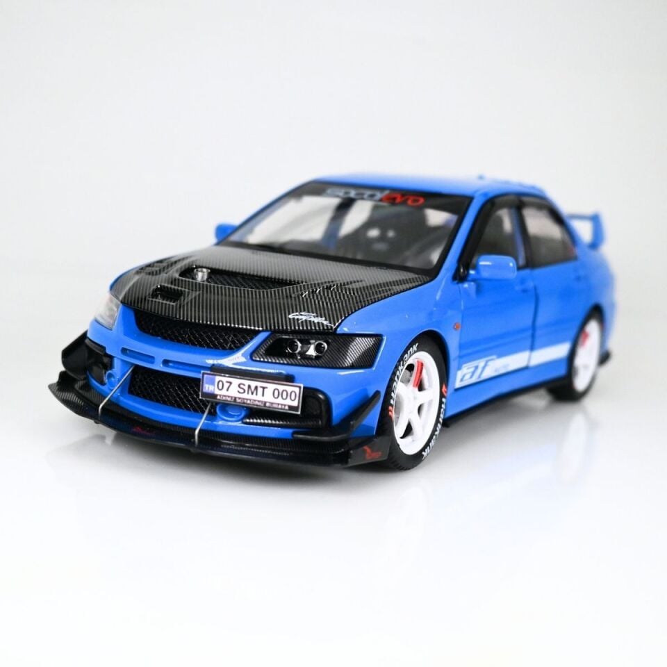 Mitsubishi Lancer Evolution IX 1:24 Model Araba Mavi - Kişiye Özel Plaklı Araba