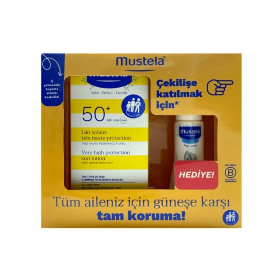 Mustela Güneş Kremi 200ml Spf50+ Hydra Bebe Vücut Losyonu Hediyeli