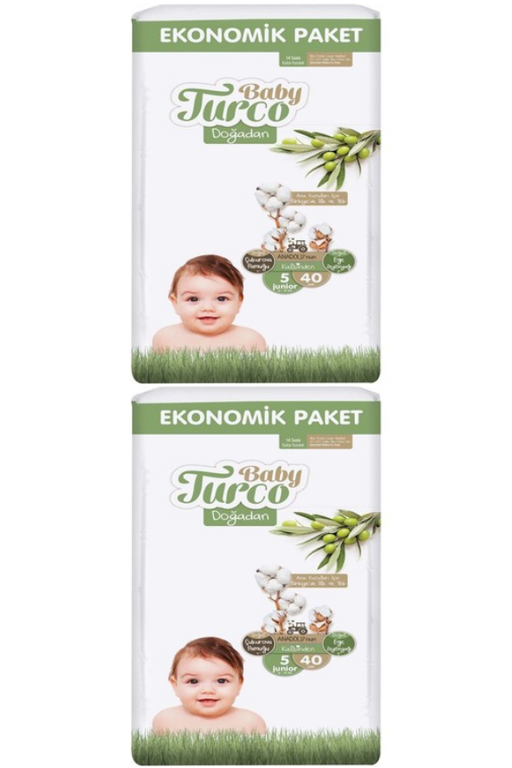 BABYTURCO EKONOMİK CIRTLI BEBEK BEZİ 5 NUMARA 40X2=80 ADET