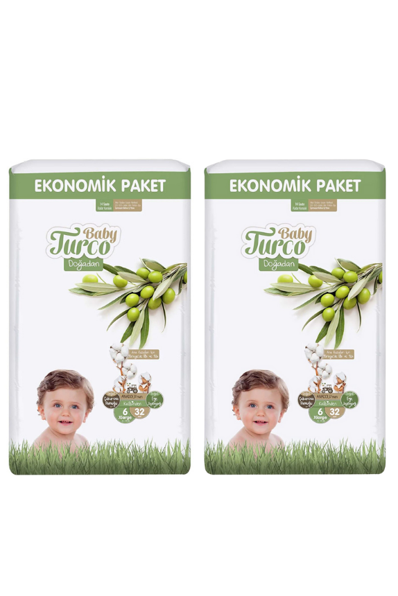BABYTURCO EKONOMİK CIRTLI BEBEK BEZİ 6 NUMARA 32X2=64 ADET