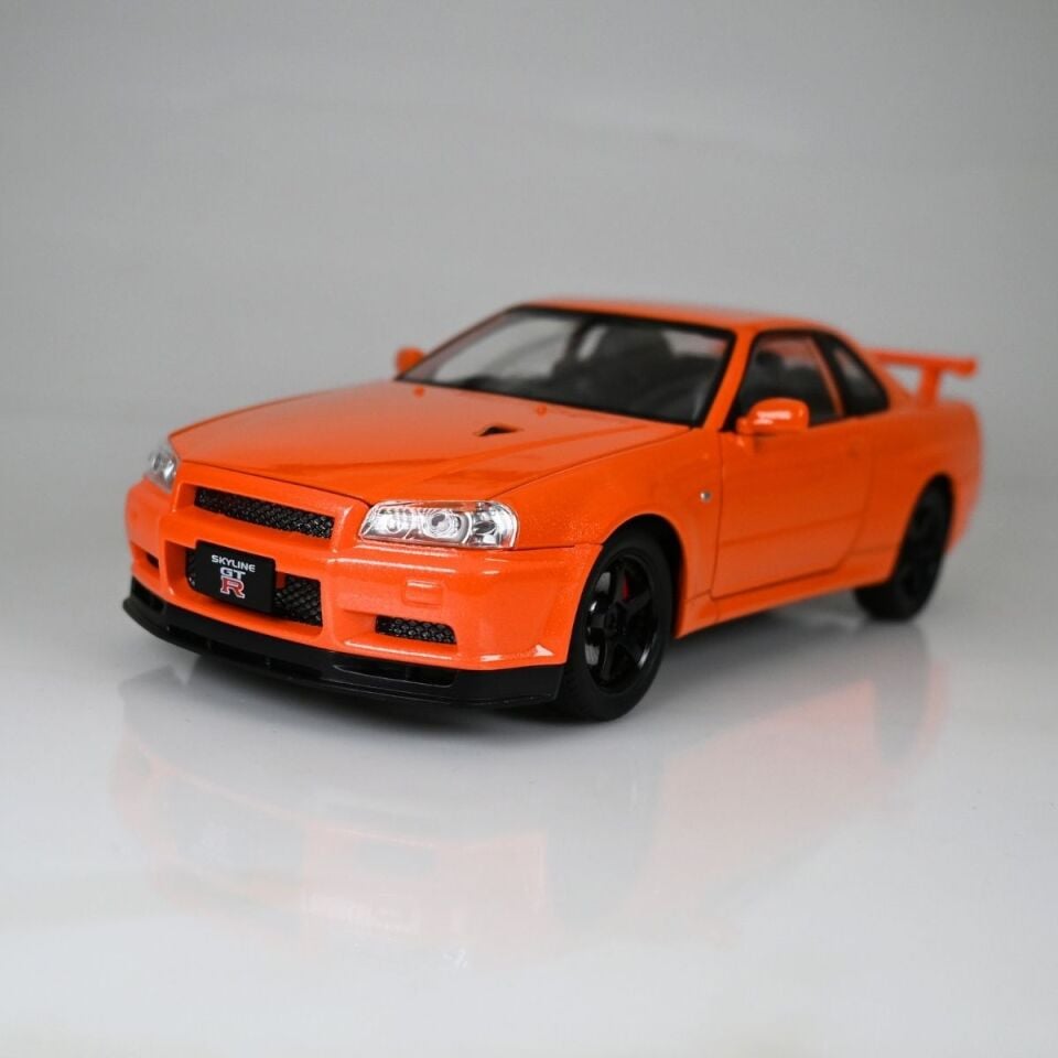 Nissan Skyline GTR 1:24 Model Araba Turuncu - Kişiye Özel Plakalı