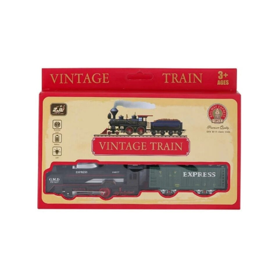 Vıntage Kutulu 12 Parça Pilli Tren