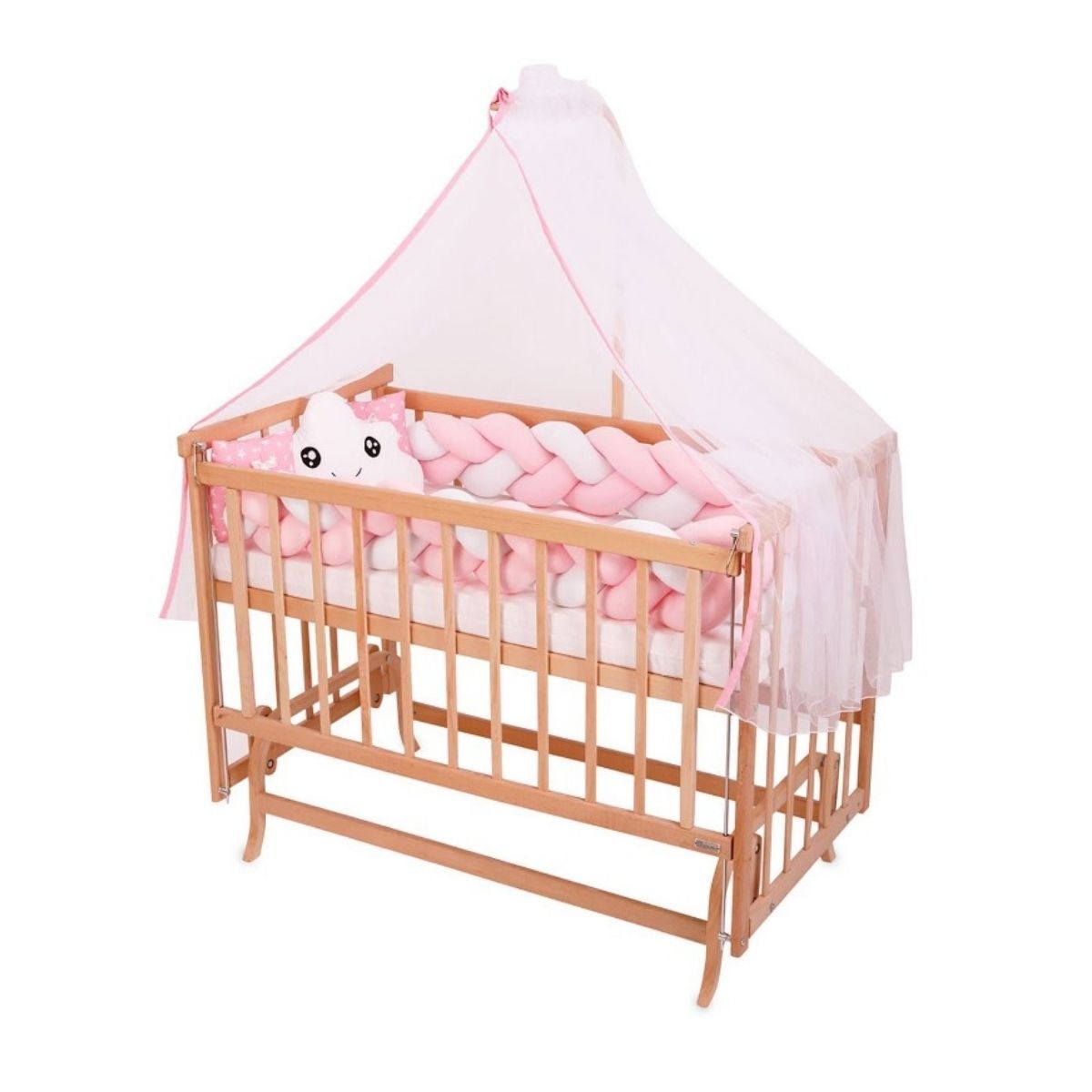 Doğal Anne Yanı Beşik Pembe Örgü DEO-03