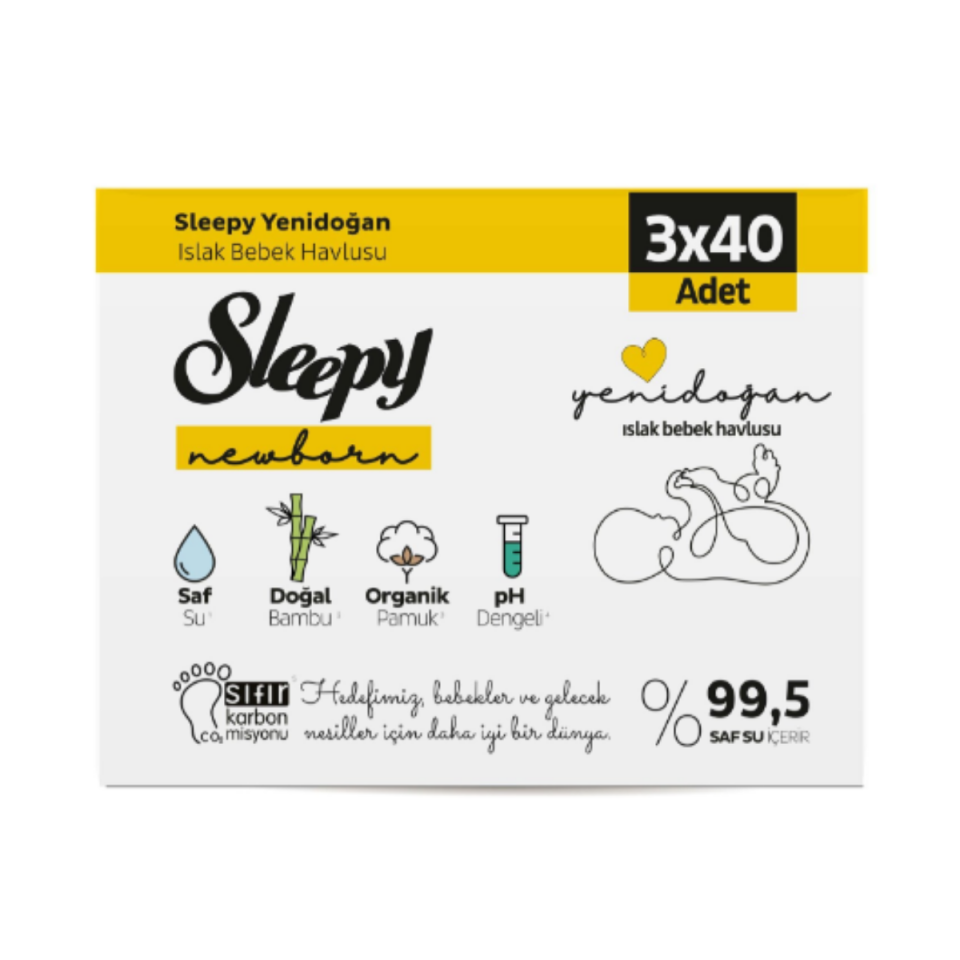 Sleepy Yenidoğan Islak Mendil 3x40
