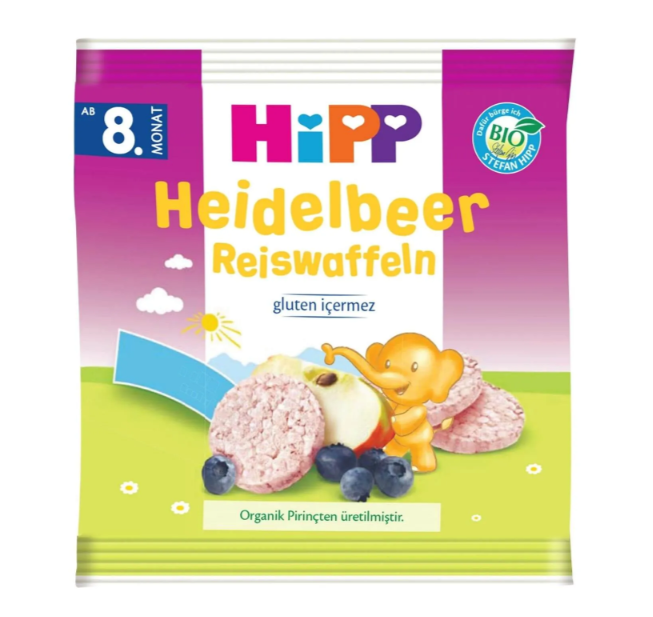 Hipp Organik Yaban Mersinli Pirinçli Bebek Gofreti