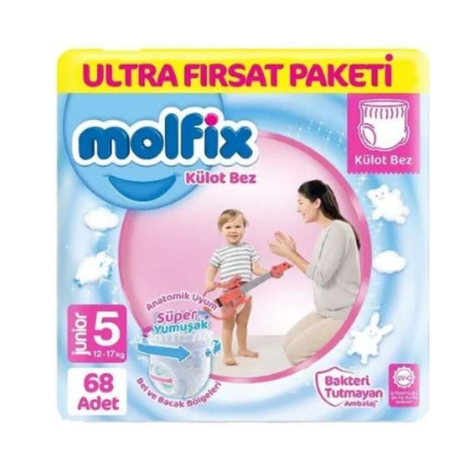 Molfıx 5 (Junıor) Beden-68 Adet Ultra Fırsat Paketi Külot Bebek Bezi