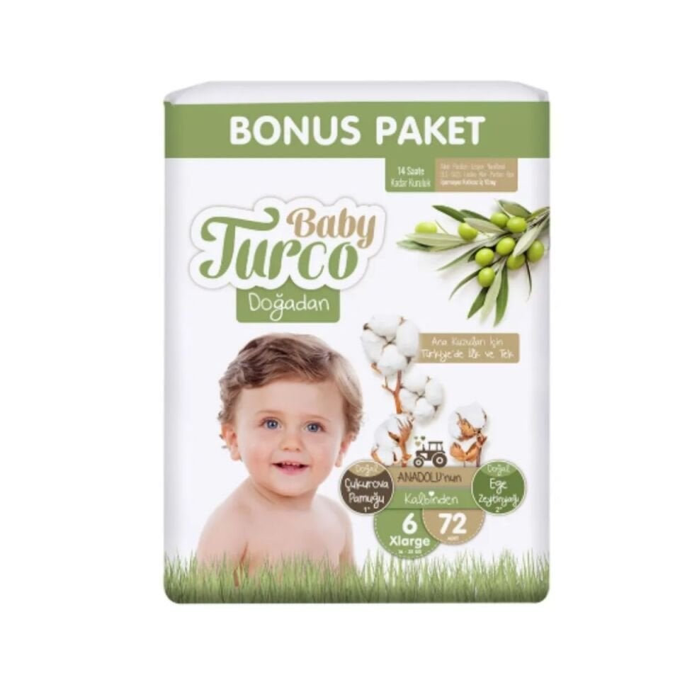 Babyturco Doğadan Bonus Cırtlı Bebek Bezi 6/72