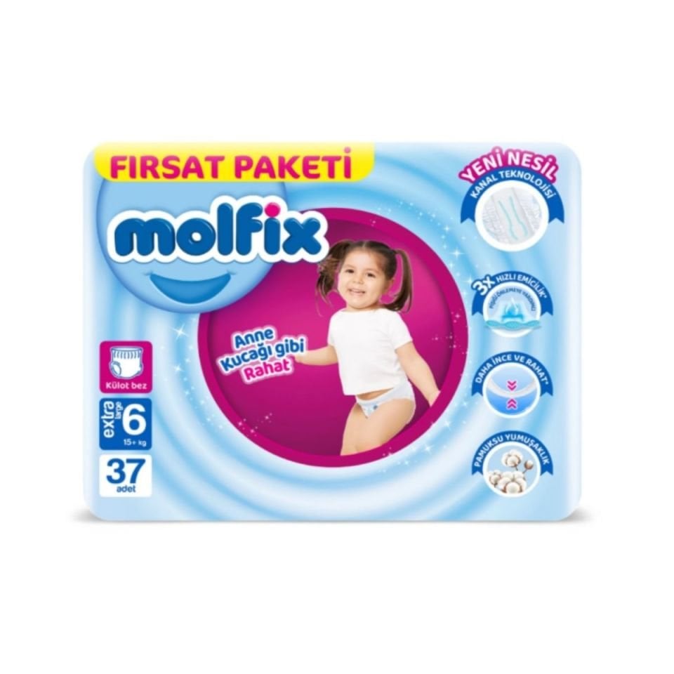 Molfix 6 Fırsat Paketi Külot Bebek Bezi 37 adet