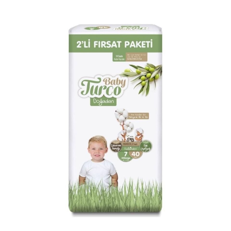 Baby Turco Doğadan 2'li Fırsat Paketi Cırtlı Bebek Bezi 7/40