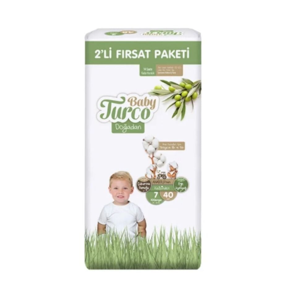 Baby Turco Doğadan 2'li Fırsat Paketi Cırtlı Bebek Bezi 7/40