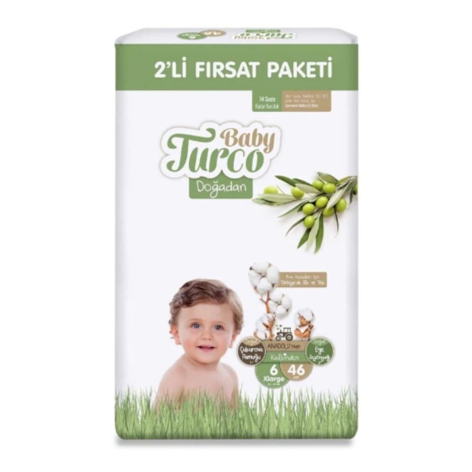 Baby Turco Doğadan 2'li Fırsat Paketi Cırtlı Bebek Bezi 6/46