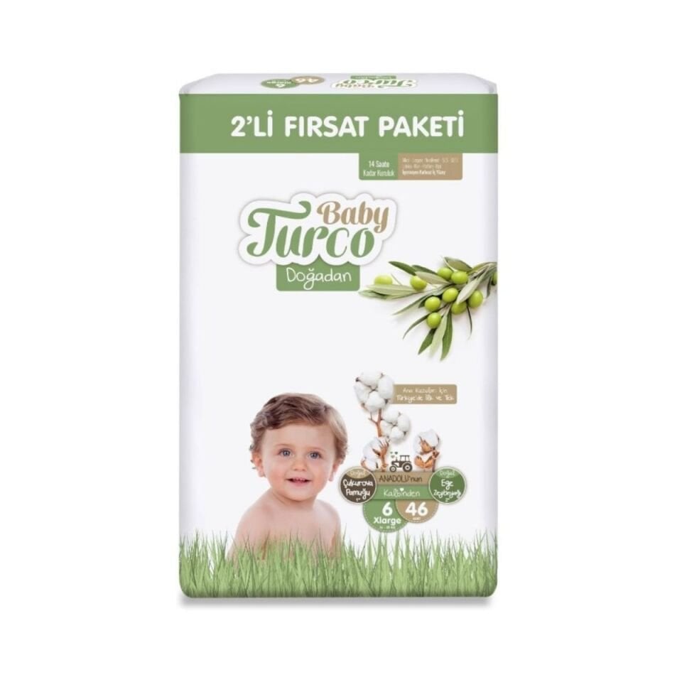 Baby Turco Doğadan 2'li Fırsat Paketi Cırtlı Bebek Bezi 6/46