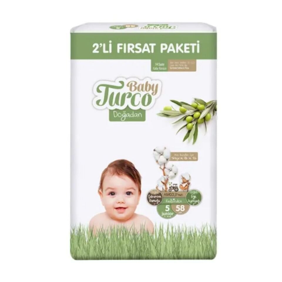 Baby Turco Doğadan 2'li Fırsat Paketi Cırtlı Bebek Bezi 5/58