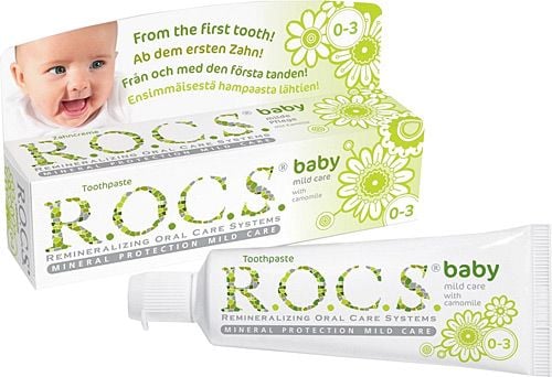 Rocs Baby Papatya Özlü Yutulabilir Diş Macunu 0-3 Yaş 35 ml