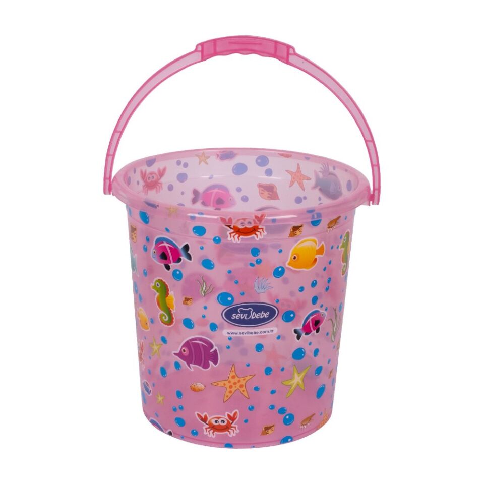Sevi Bebe Şeffaf Desenli Banyo Kovası 17lt Pembe