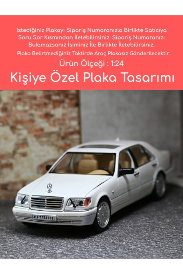 MERCEDES S320 METAL ARABA 1:24 BEYAZ