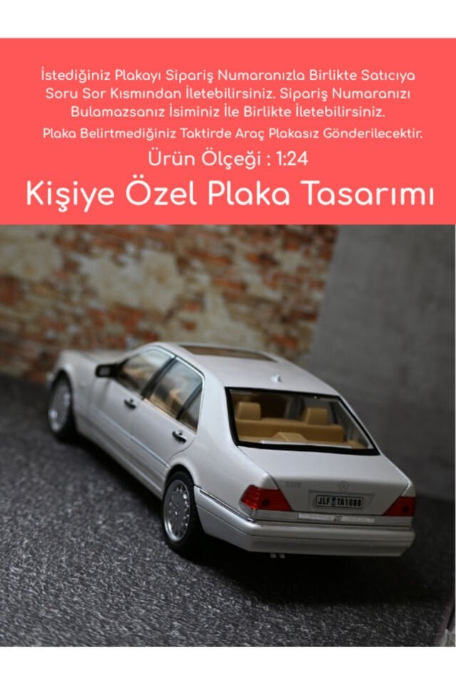 MERCEDES S320 METAL ARABA 1:24 BEYAZ