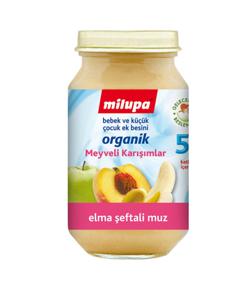 Milupa Organik Elma Muz Şeftali  Püresi 6+ Ay 200 gr