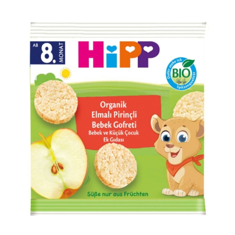 Hipp Organik Elmalı Pirinçli Bebek Gofreti