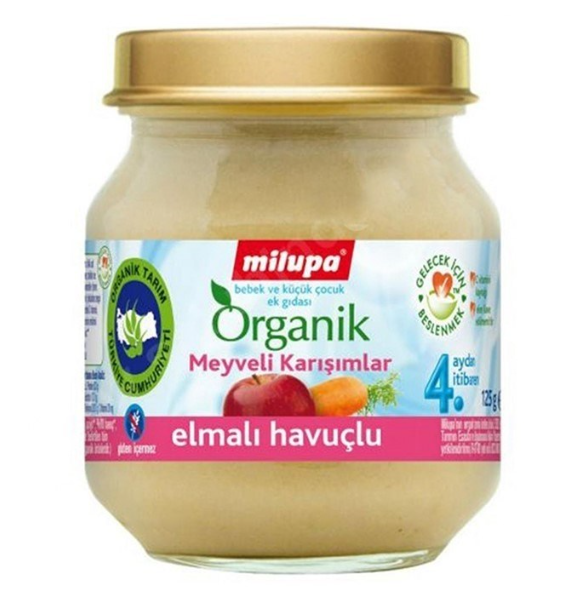 Milupa Organik Elma Havuç Püresi 6+ Ay 125 gr