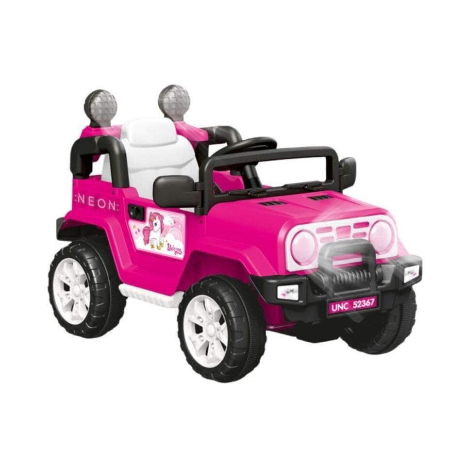 Dolu Neon Uzaktan Kumandalı Akülü Araba 12 V Pembe