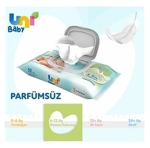 Uni Baby Hassas Dokunuş Islak Mendil 3x52