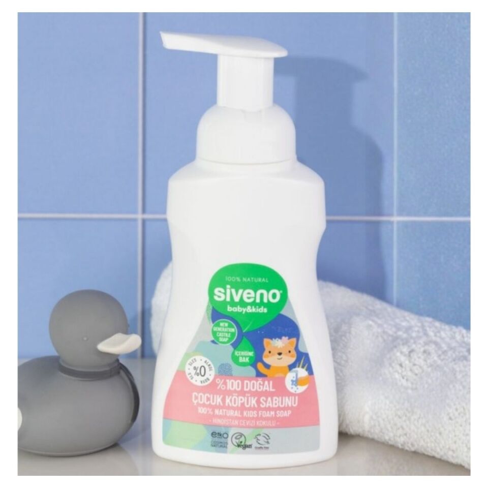 Siveno Zeytinyağlı Çocuk Köpük Sabun Yoğun Nemlendirici Arındırıcı Bitkisel Vegan 250 ml
