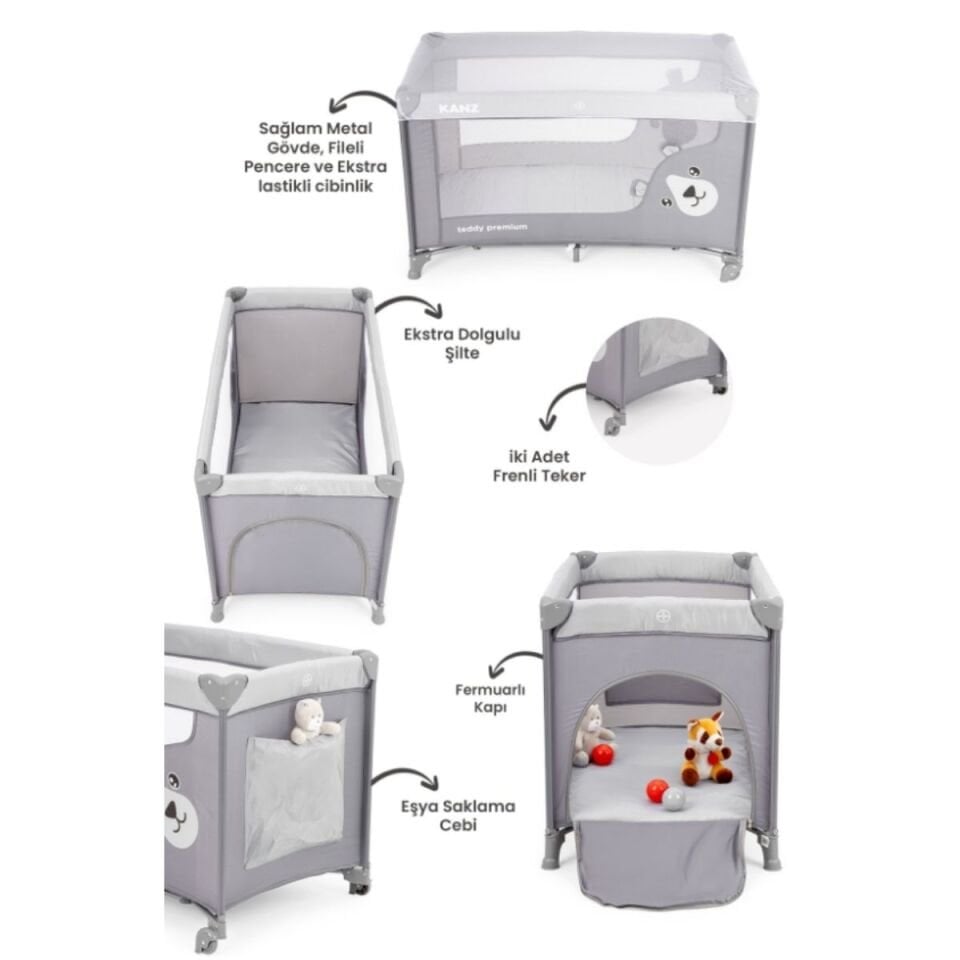 Kanz Teddy Premium Oyun Parkı ve Park Yatak Bej