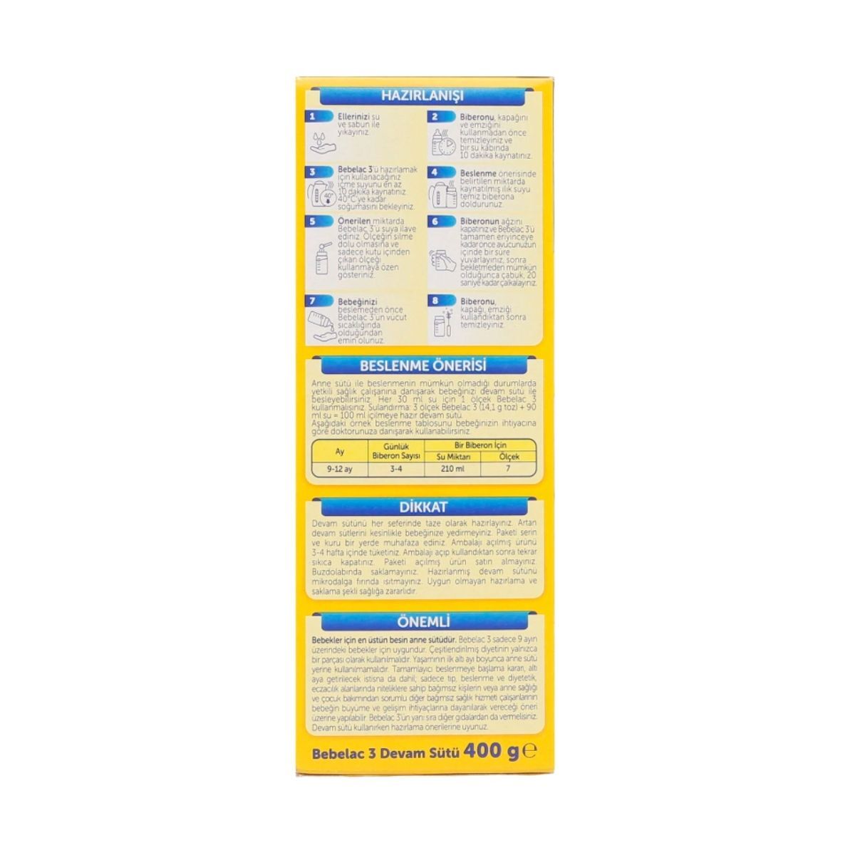 Bebelac 3 Numara Devam Sütü 400 gr 9-12 Ay