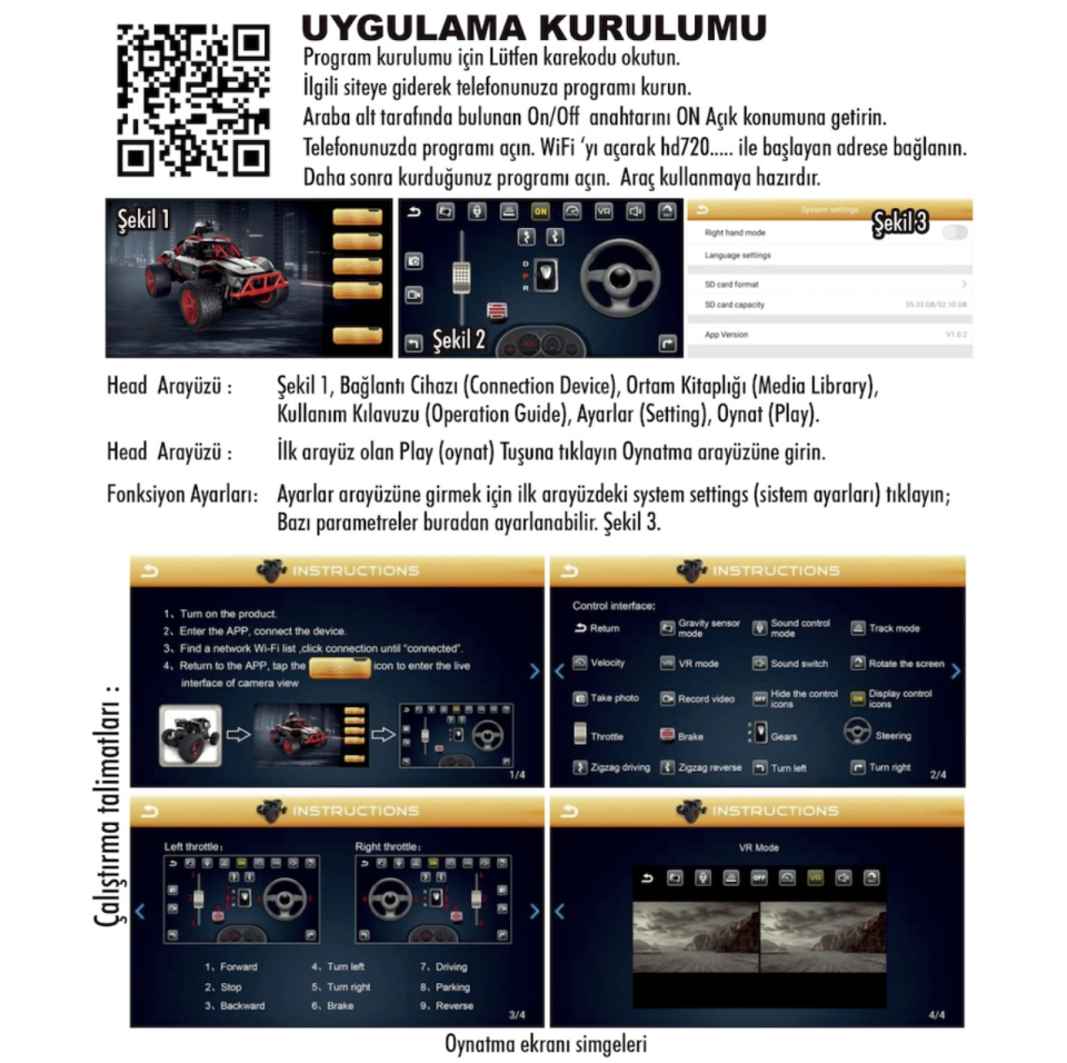 Vardem Uzaktan Kumandalı Full Fonksiyon Şarjlı 2.4G Kameralı Off Road Araba