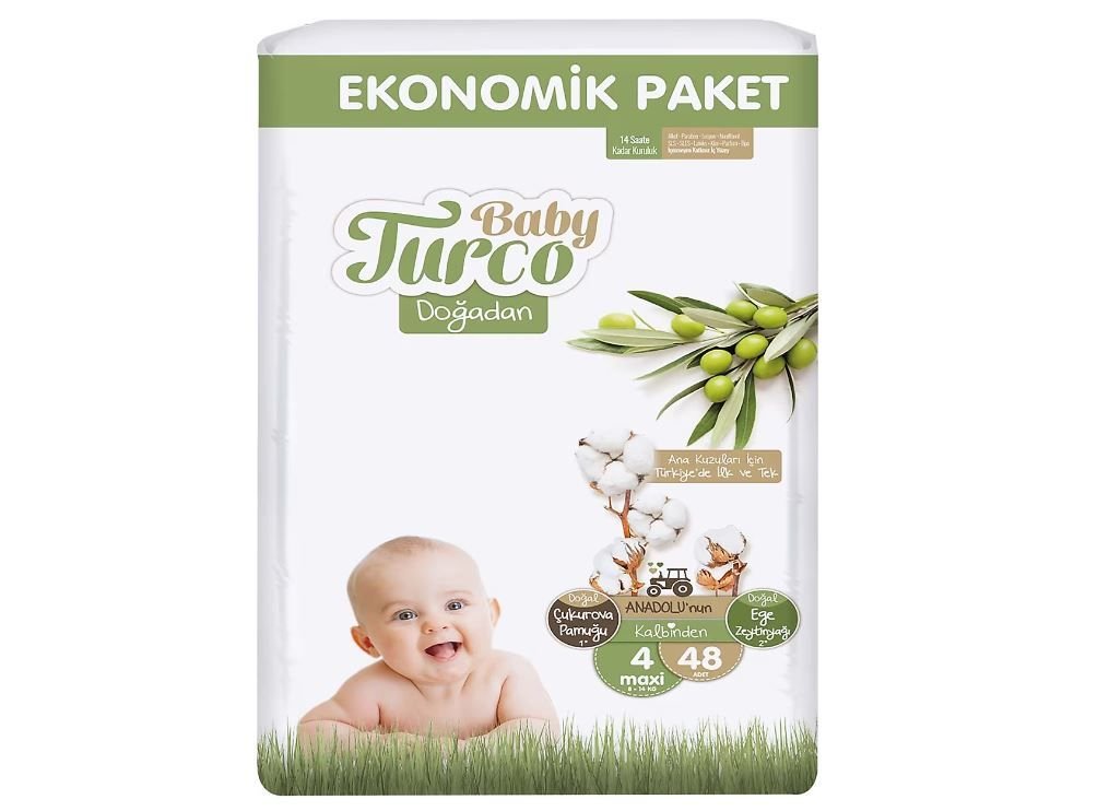 BabyTurco Doğadan Ekonomik Cırtlı Bebek Bezi 4 (Maxi) Beden-48 Adet