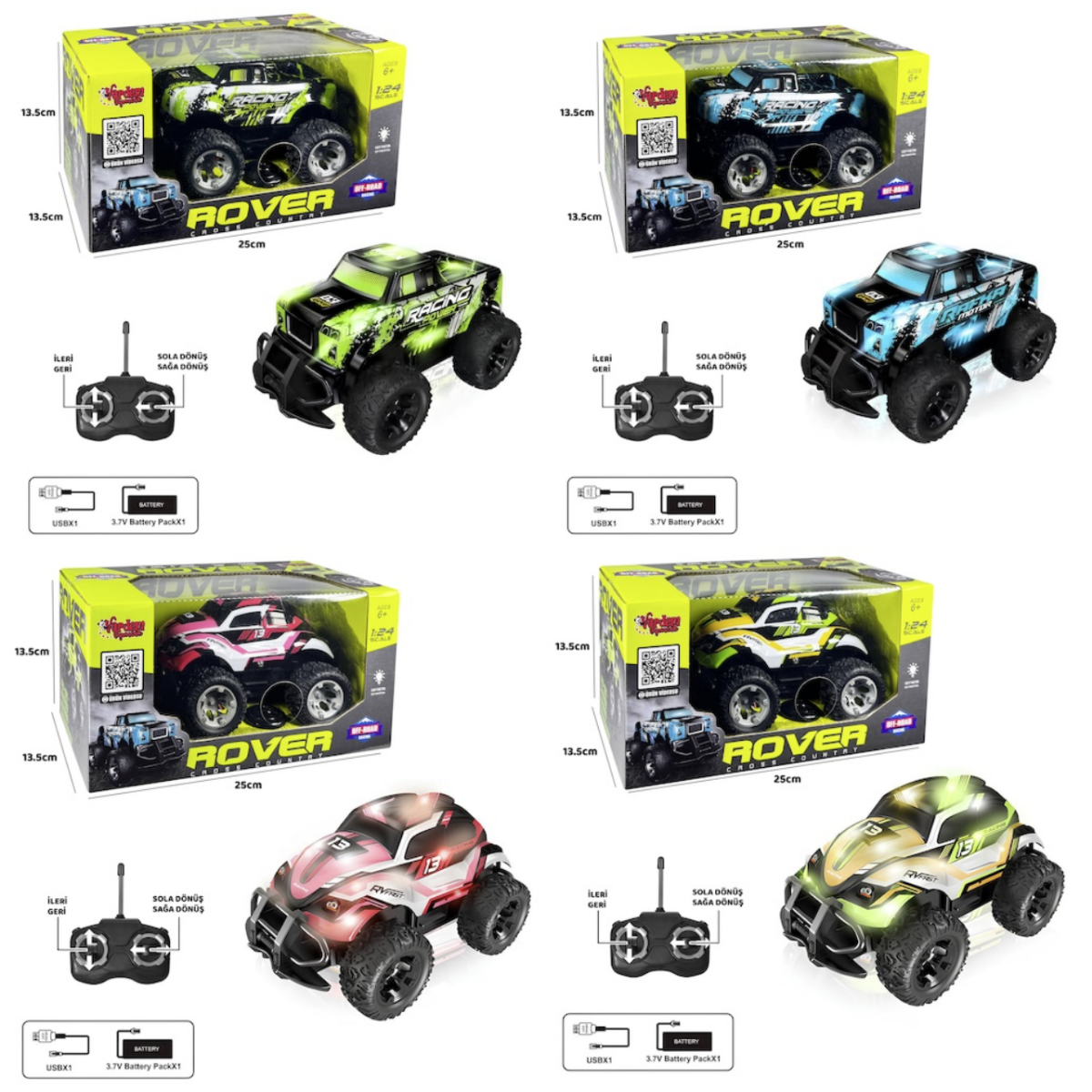 Vardem Uzaktan Kumandalı Full Fonksiyon Şarjlı Rover Off-Road Işıklı Araba 1:24