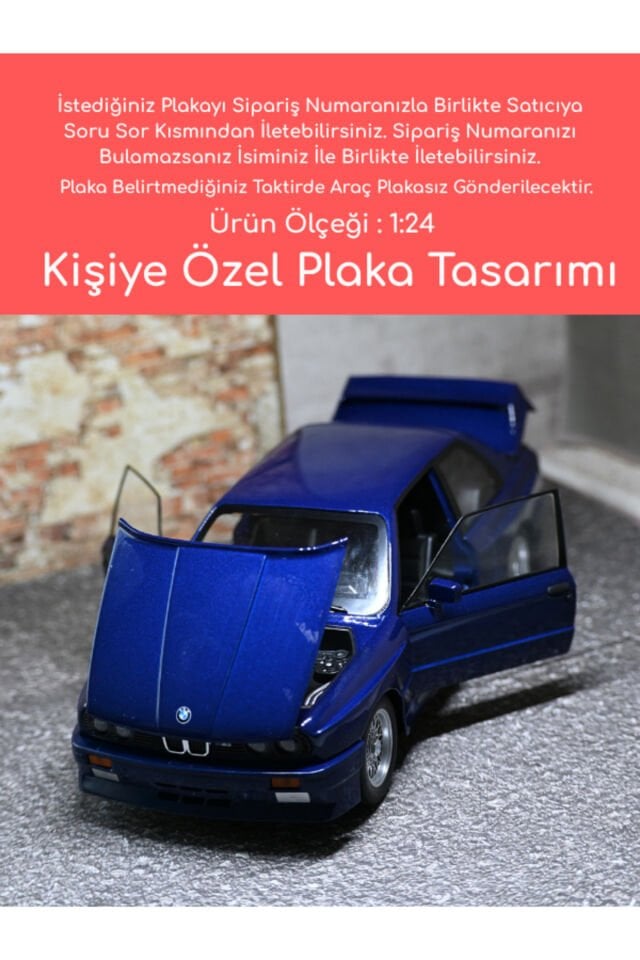 BMW M3 METAL ARABA 1:24 MAVİ