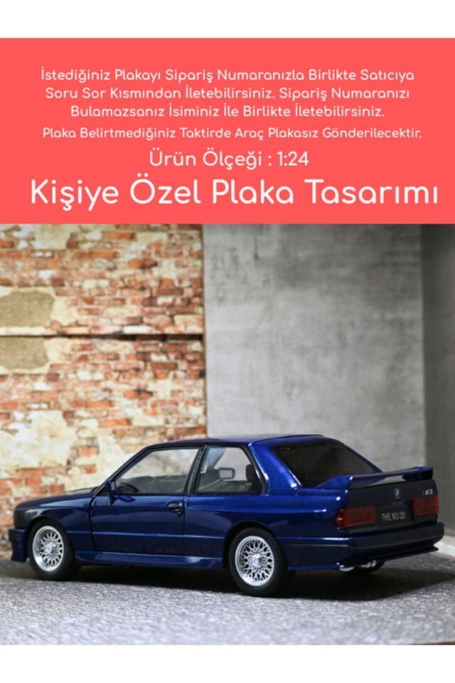 BMW M3 METAL ARABA 1:24 MAVİ